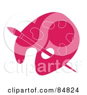 Royalty Free RF Clip Art Illustration Of A Pink Artist Palette With A Paintbrush