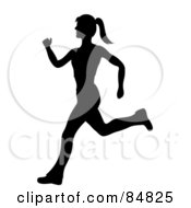 Royalty Free RF Clipart Illustration Of A Fit And Healthy Silhouetted Woman Running