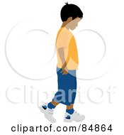 Poster, Art Print Of Little Indian Boy Walking To The Right