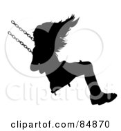 Royalty Free RF Clipart Illustration Of A Silhouetted Girl On A Swing by Pams Clipart