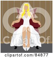 Royalty Free RF Clipart Illustration Of A Faceless Blond Bride Sitting In A Red Chair by Pams Clipart