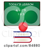 Poster, Art Print Of Chalkboard With Todays Lesson Written On It With An Apple On A Stack Of Books