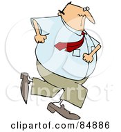 Royalty Free RF Clipart Illustration Of A Chubby Caucasian Businessman Running Away