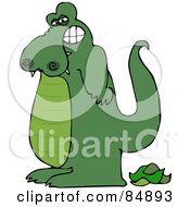 Green Alligator Standing Over His Poop