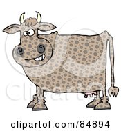 Royalty Free RF Clipart Illustration Of A Brown Polka Dot Cow Grinning