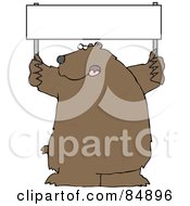 Poster, Art Print Of Large Brown Bear Holding Up A Blank Sign