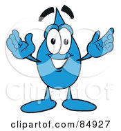 Royalty Free RF Clipart Illustration Of A Dark Water Drop Mascot Cartoon Character With Welcoming Open Arms