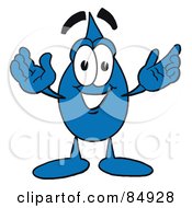 Poster, Art Print Of Dark Water Drop Mascot Cartoon Character With Welcoming Open Arms