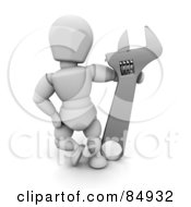 Poster, Art Print Of 3d White Character Posing With A Wrench