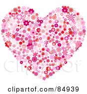 Floral Heart Of Red And Pink Flowers