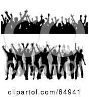 Royalty Free RF Clipart Illustration Of A Digital Collage Of Silhouetted Dancing People Borders