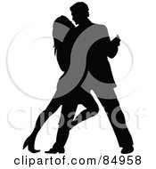 Poster, Art Print Of Tango Dancing Couple In Silhouette - Pose 5