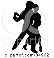 Poster, Art Print Of Tango Dancing Couple In Silhouette - Pose 6