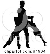 Royalty Free RF Clipart Illustration Of A Tango Dancing Couple In Silhouette Pose 1