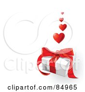 Royalty Free RF Clipart Illustration Of Red Hearts Rising From A Valentines Day Present by Pushkin
