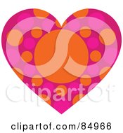 Poster, Art Print Of Heart With Pink And Orange Polka Dots