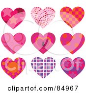 Poster, Art Print Of Digital Collage Of Nine Patterned Hearts