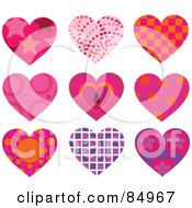 Royalty Free RF Clipart Illustration Of A Digital Collage Of Nine Patterned Hearts