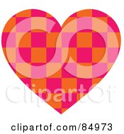 Royalty Free RF Clipart Illustration Of A Pink And Orange Checkered Heart