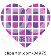 Royalty Free RF Clipart Illustration Of A Heart Made Of Purple Tiles