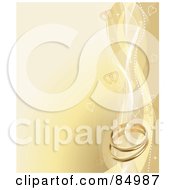 Royalty Free RF Clipart Illustration Of An Elegant Golden Wedding Background With Heart Waves And Wedding Bands