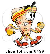 Slice Of Pizza Mascot Cartoon Character Speed Walking Or Jogging by Mascot Junction