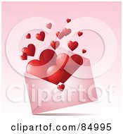 Poster, Art Print Of Hearts Floating Out Of A Pink Valentine Envelope