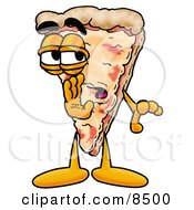 Clipart Picture Of A Slice Of Pizza Mascot Cartoon Character Whispering And Gossiping