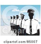 Line Of Security Guards Standing Proud By A Building Under A Blue Sky