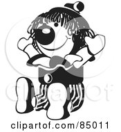 Royalty Free RF Clipart Illustration Of A Black And White Party Clown by David Rey