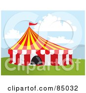 Big Top Circus Tent On Grass Under The Clouds