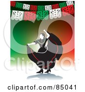 Royalty Free RF Clipart Illustration Of A Graceful Mexican Folk Dancer Under Banners On Green And Red by David Rey