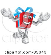 Poster, Art Print Of Happy Blue And Red Present Guy