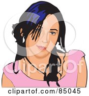 Royalty Free RF Clipart Illustration Of A Pretty Young Woman With Black Hair