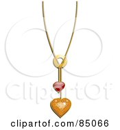 Chain With Red And Gold Heart Pendants