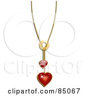 Chain With Red Heart Pendants