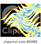 Royalty Free RF Clipart Illustration Of Yellow White And Blue Flames On Black