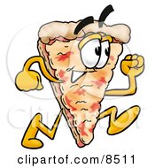 Clipart Picture Of A Slice Of Pizza Mascot Cartoon Character Running