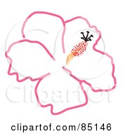 Royalty Free RF Clipart Illustration Of An Outlined Pink Hibiscus Flower