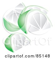 Royalty Free RF Clipart Illustration Of Four Lime Wedges