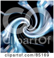 Royalty Free RF Clipart Illustration Of A Black And Blue Metallic Spiraling Tunnel Background