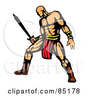 Royalty Free RF Clipart Illustration Of A Strong Warrior Holding A Sword