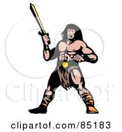 Poster, Art Print Of Buff Warrior With A Sword