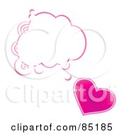 Shiny Pink Heart With A Blank Word Balloon