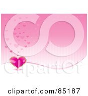 Poster, Art Print Of Lined Pink Background With A White Wave And Pink Hearts