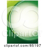 Green Curve Background With Halftone Dots Over White
