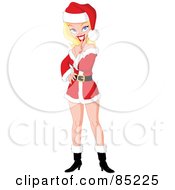 Royalty Free RF Clipart Illustration Of A Sexy Blond Woman In A Santa Suit by yayayoyo