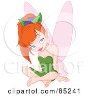 Poster, Art Print Of Pretty Red Haired Pixie In A Green Dress