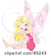 Poster, Art Print Of Beautiful Blond Pixie In A Pink Dress