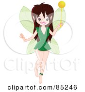Royalty Free RF Clipart Illustration Of A Pretty Brunette Pixie In A Green Dress by yayayoyo